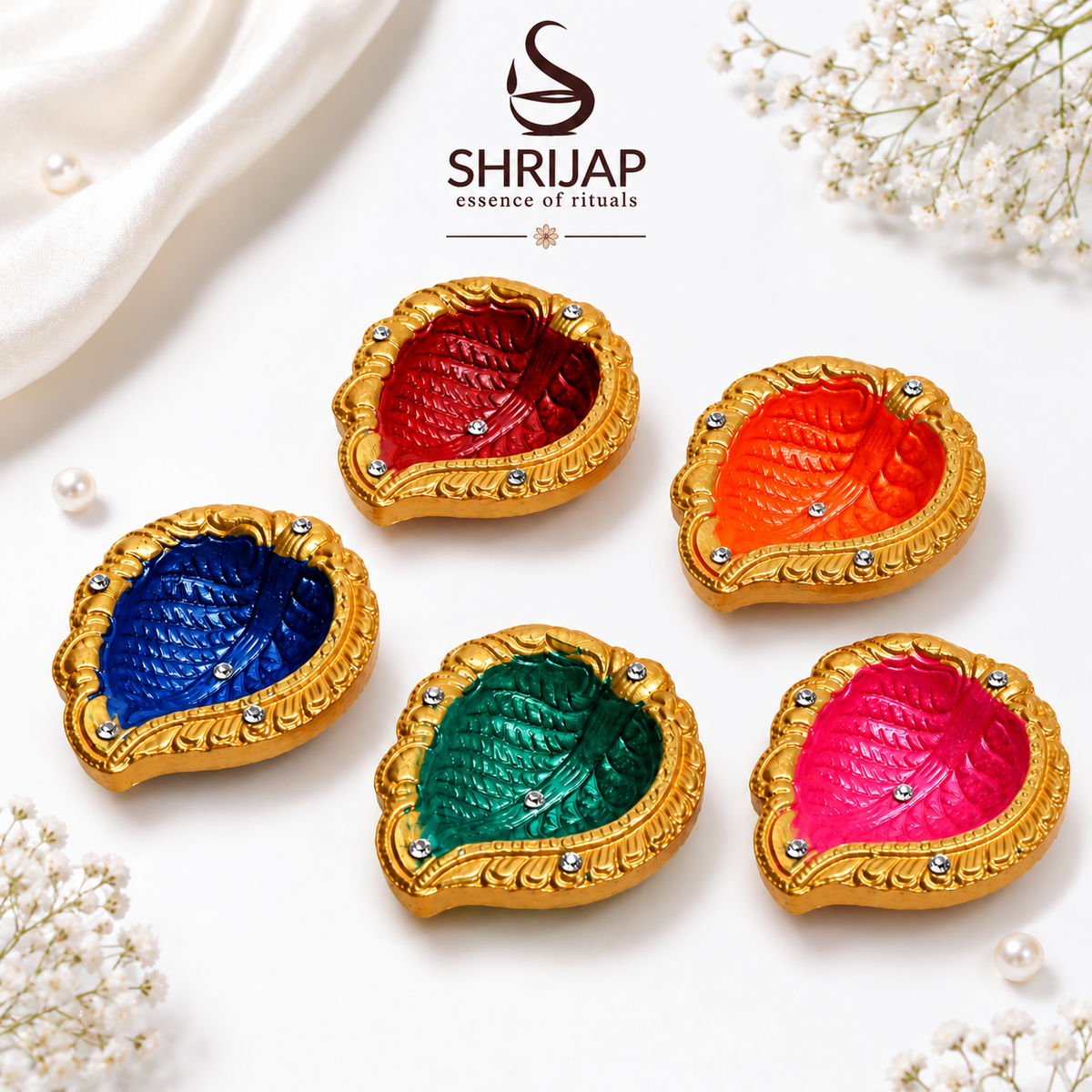 Handpainted Pan Leaf Terracotta Diya – Royal