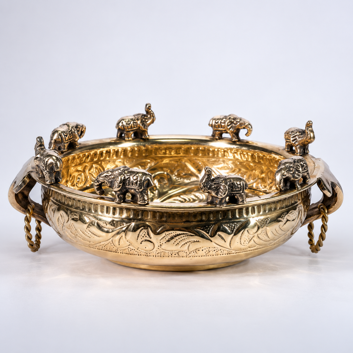 Elephant Embossed Brass Urli Big