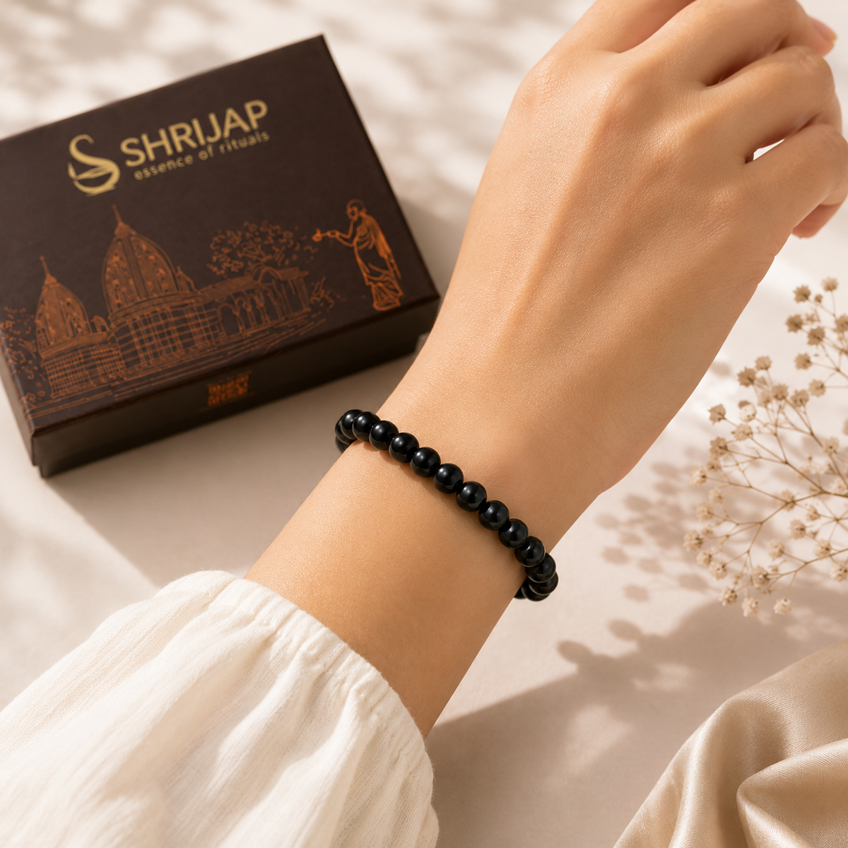 Natural Black Obsidian Bracelet – 8 MM