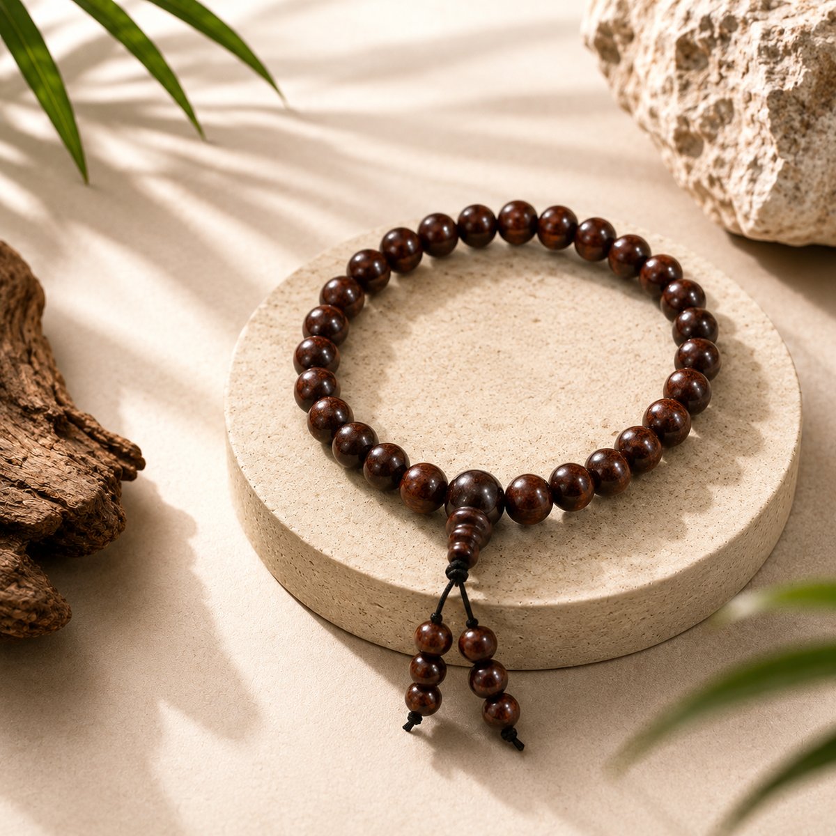 Natural Red Sandalwood Bracelet with Latkan – 8 MM