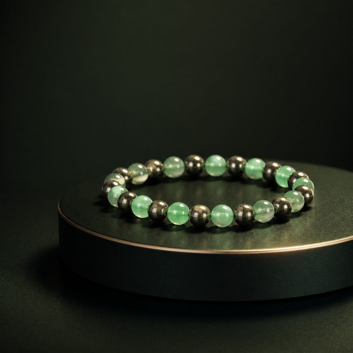 Green Aventurine & Pyrite Combination Bracelet – 8 MM