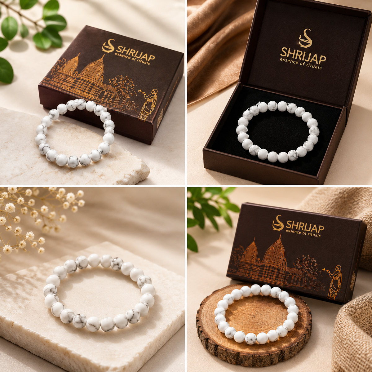 Natural White Howlite Bracelet – 8 MM