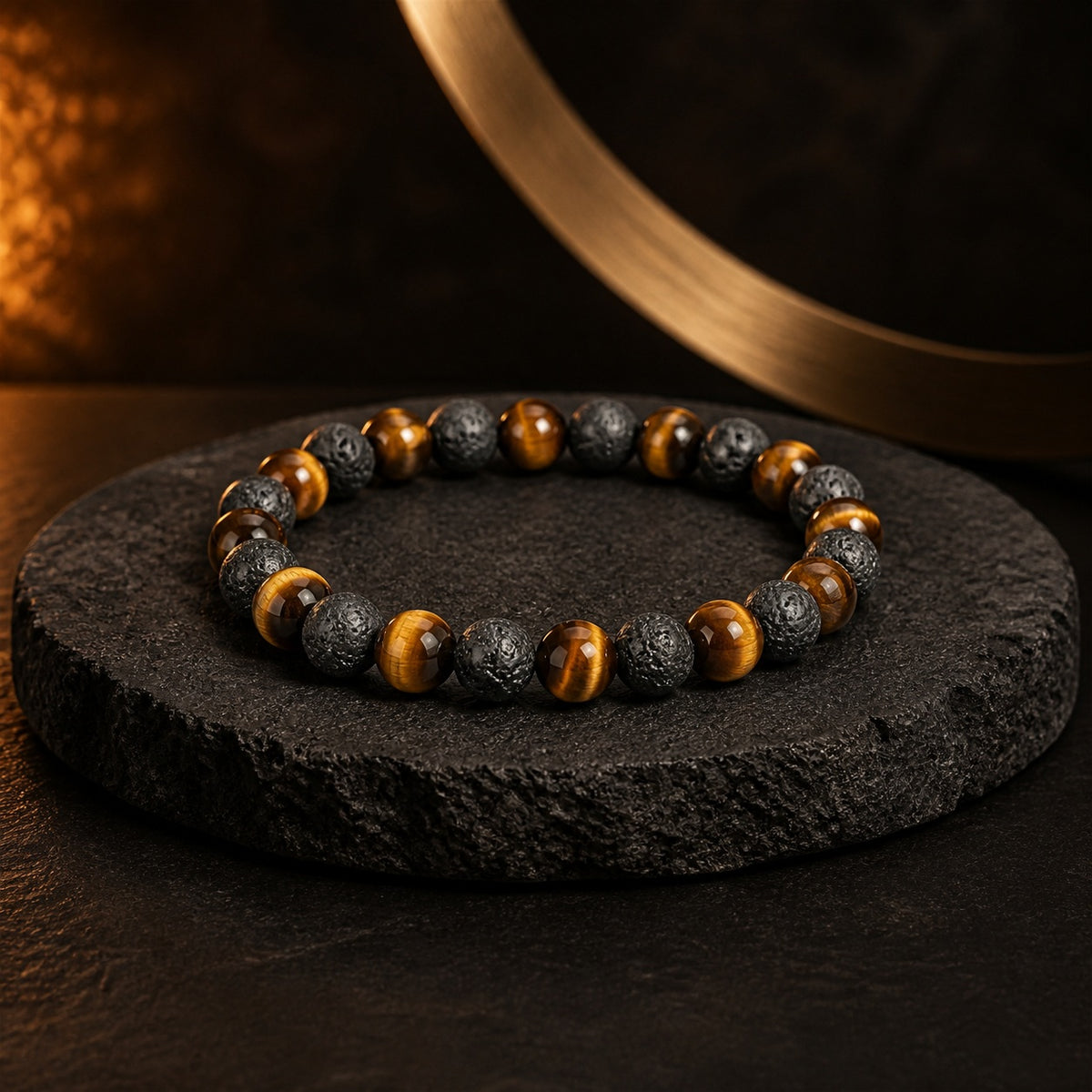 Tiger Eye & Lava Stone Combination Bracelet – 8 MM