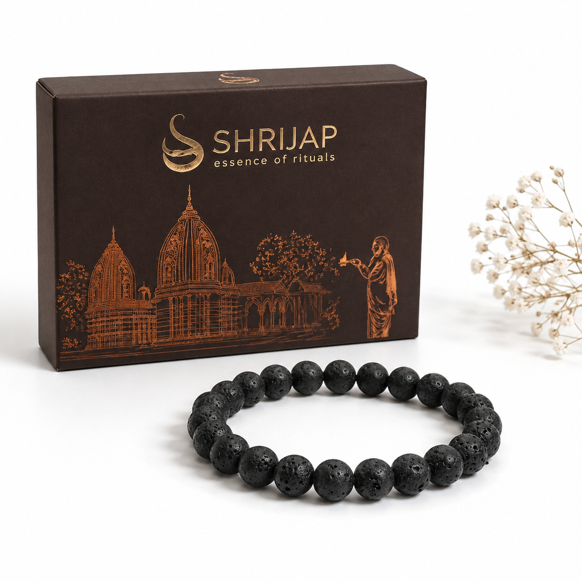 Natural Black Lava Stone Bracelet – 8 MM