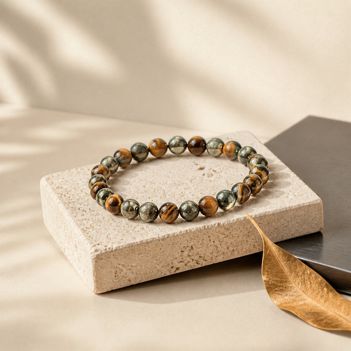 Tiger Eye & Pyramid Combination Bracelet – 8 MM