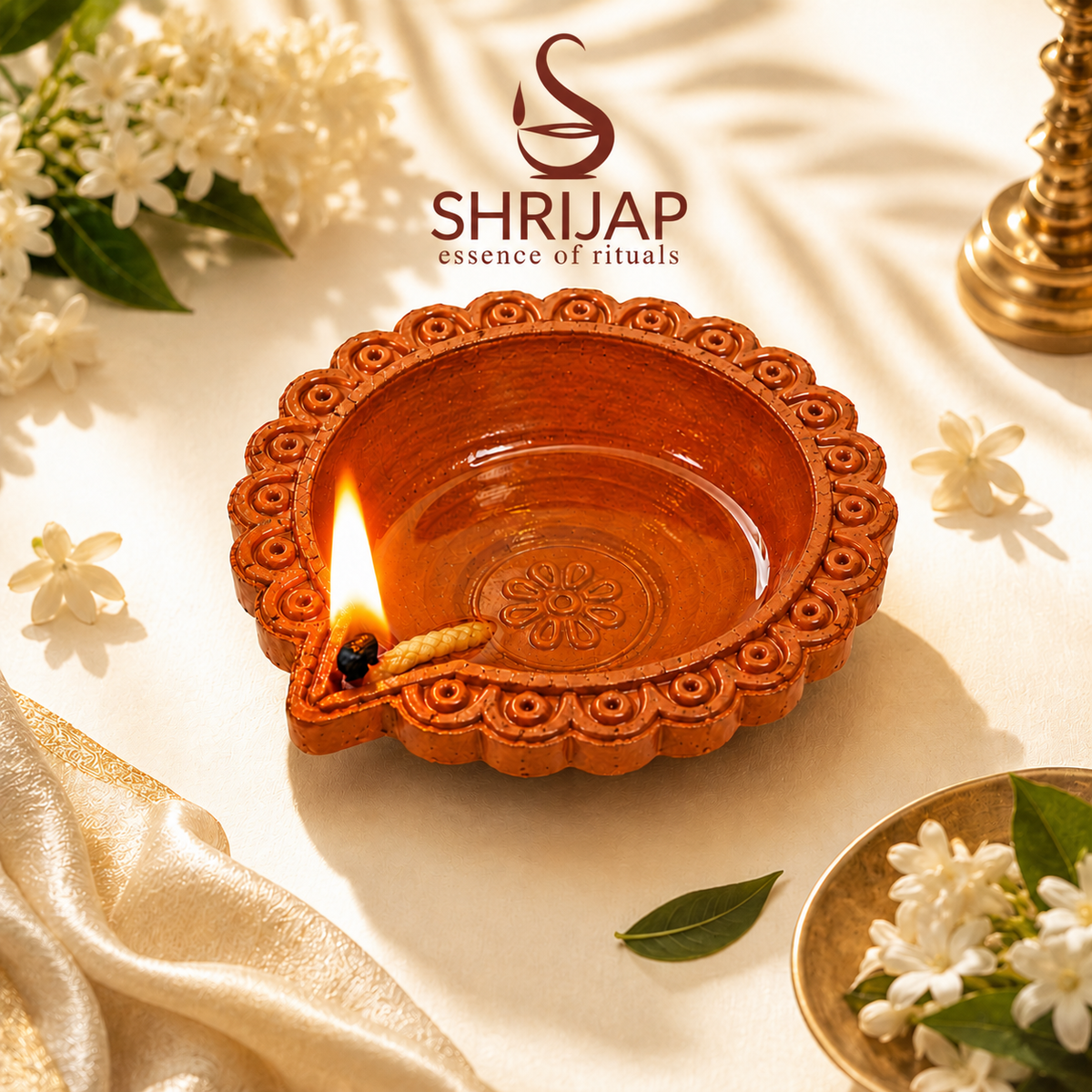 Border Carved Terracotta Diya – Classic