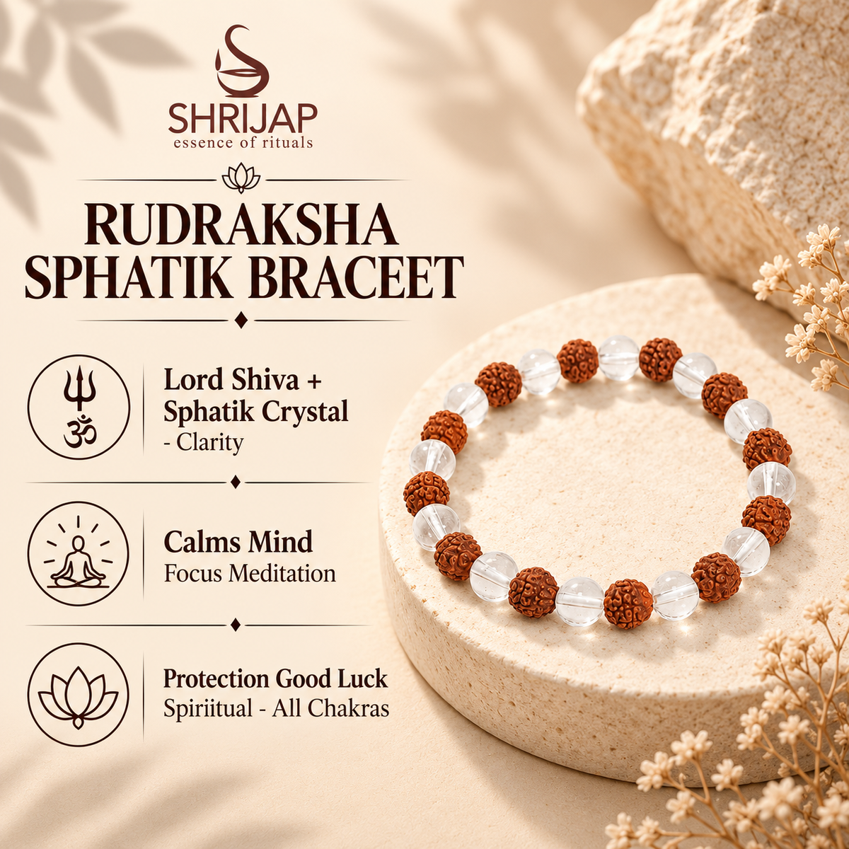 Rudraksha Sphatik Bracelet