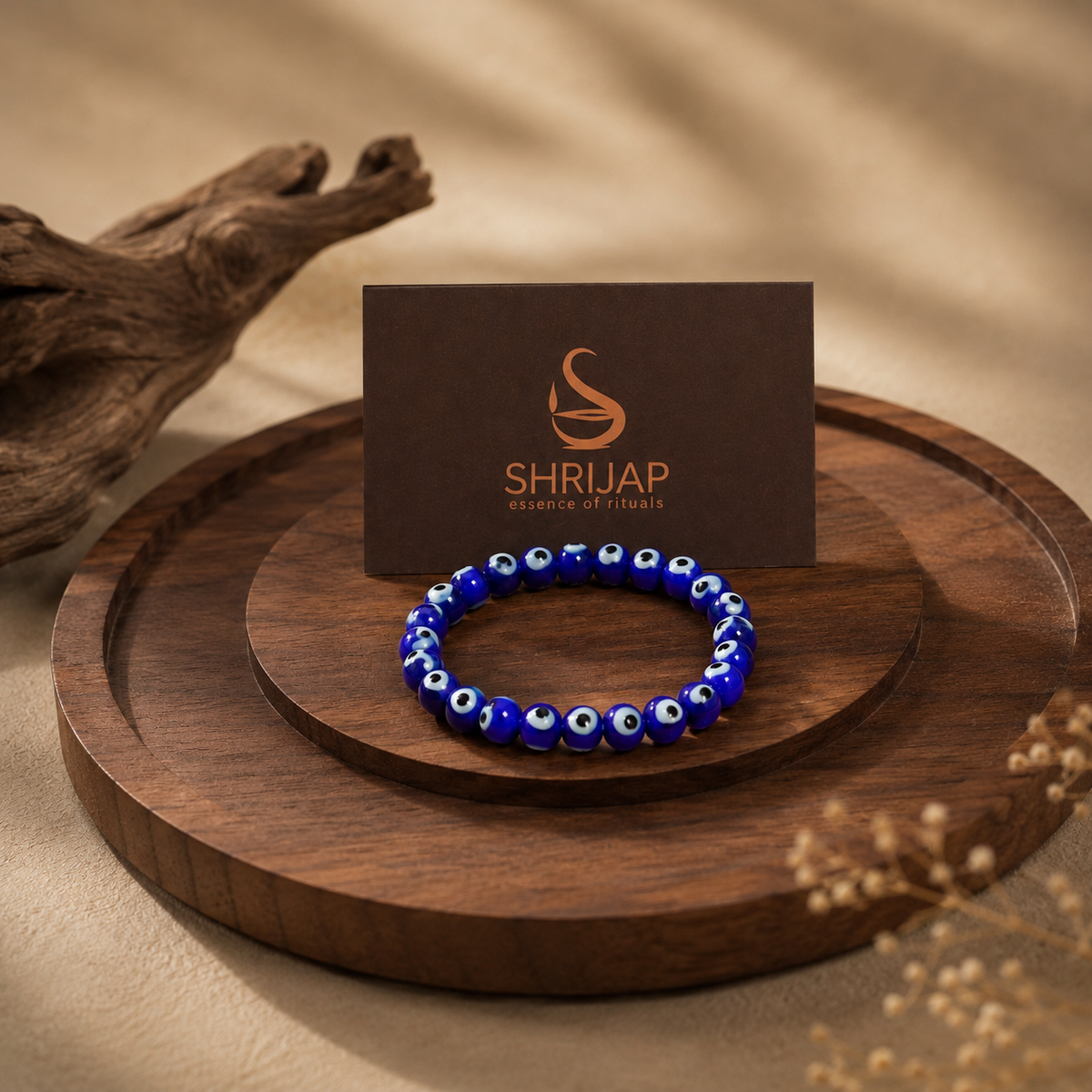 Natural Blue Evil Eye Bracelet 8 MM