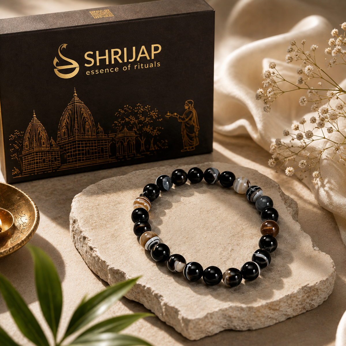 Natural Black Sardonyx Agate Bracelet – Sulemani Hakik – 8 MM