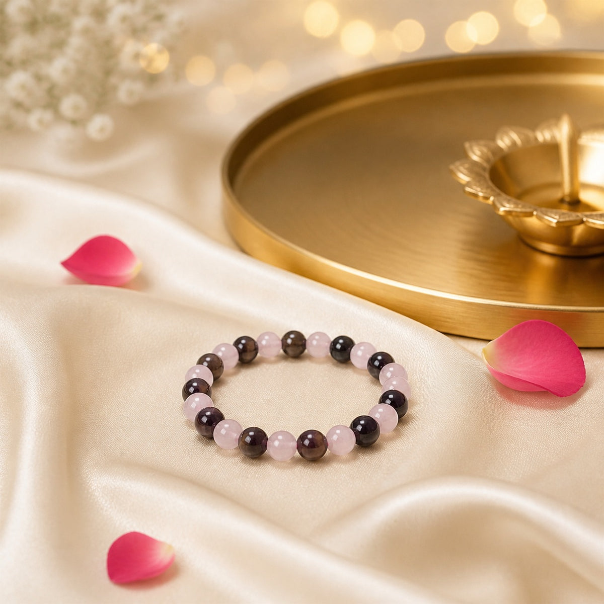 Rose Quartz & Amethyst Combination Bracelet – 8 MM