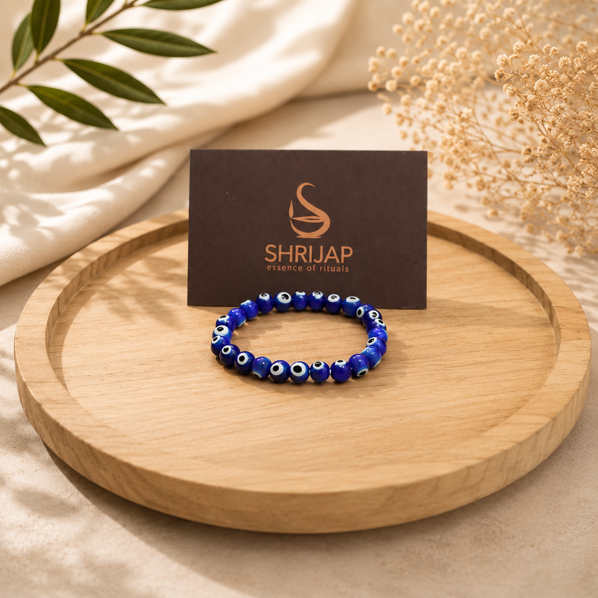 Natural Blue Evil Eye Bracelet 8 MM