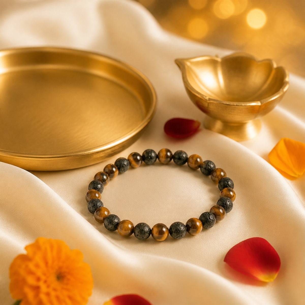 Tiger Eye & Lava Stone Combination Bracelet – 8 MM
