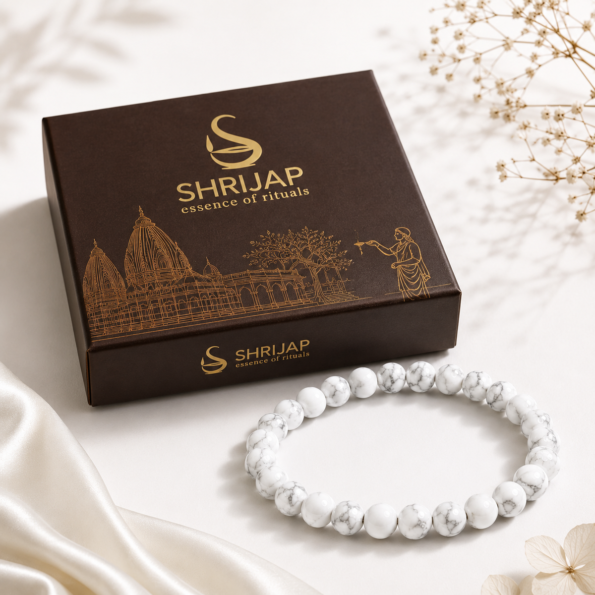 Natural White Howlite Bracelet – 8 MM