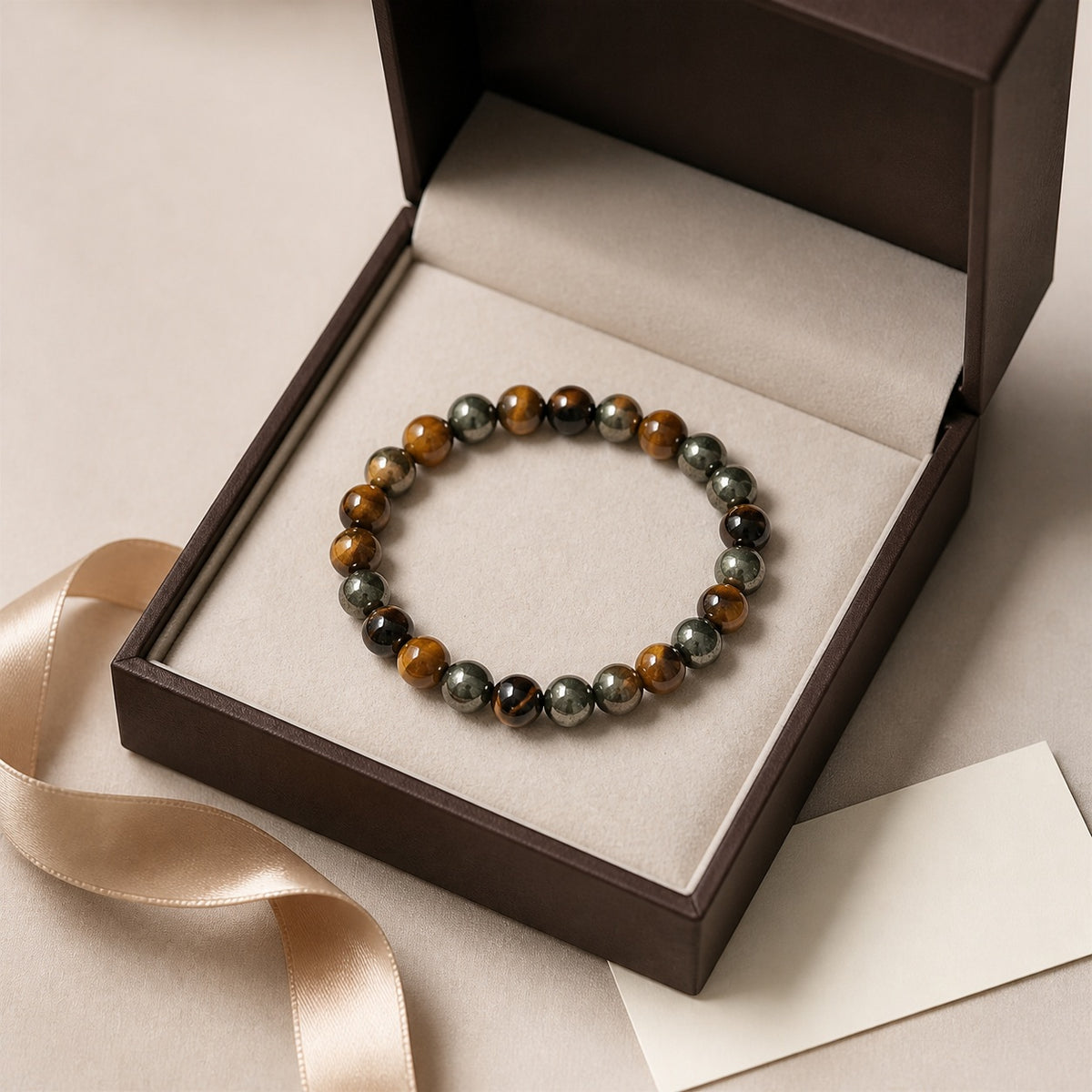Tiger Eye & Pyramid Combination Bracelet – 8 MM