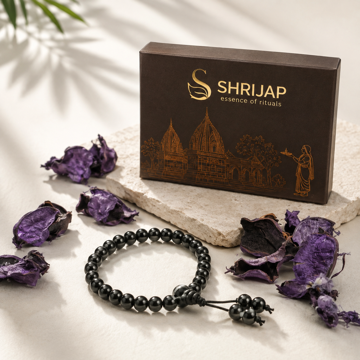 Natural Black Matte Karungali Wood Bracelet with Latkan – 6 MM