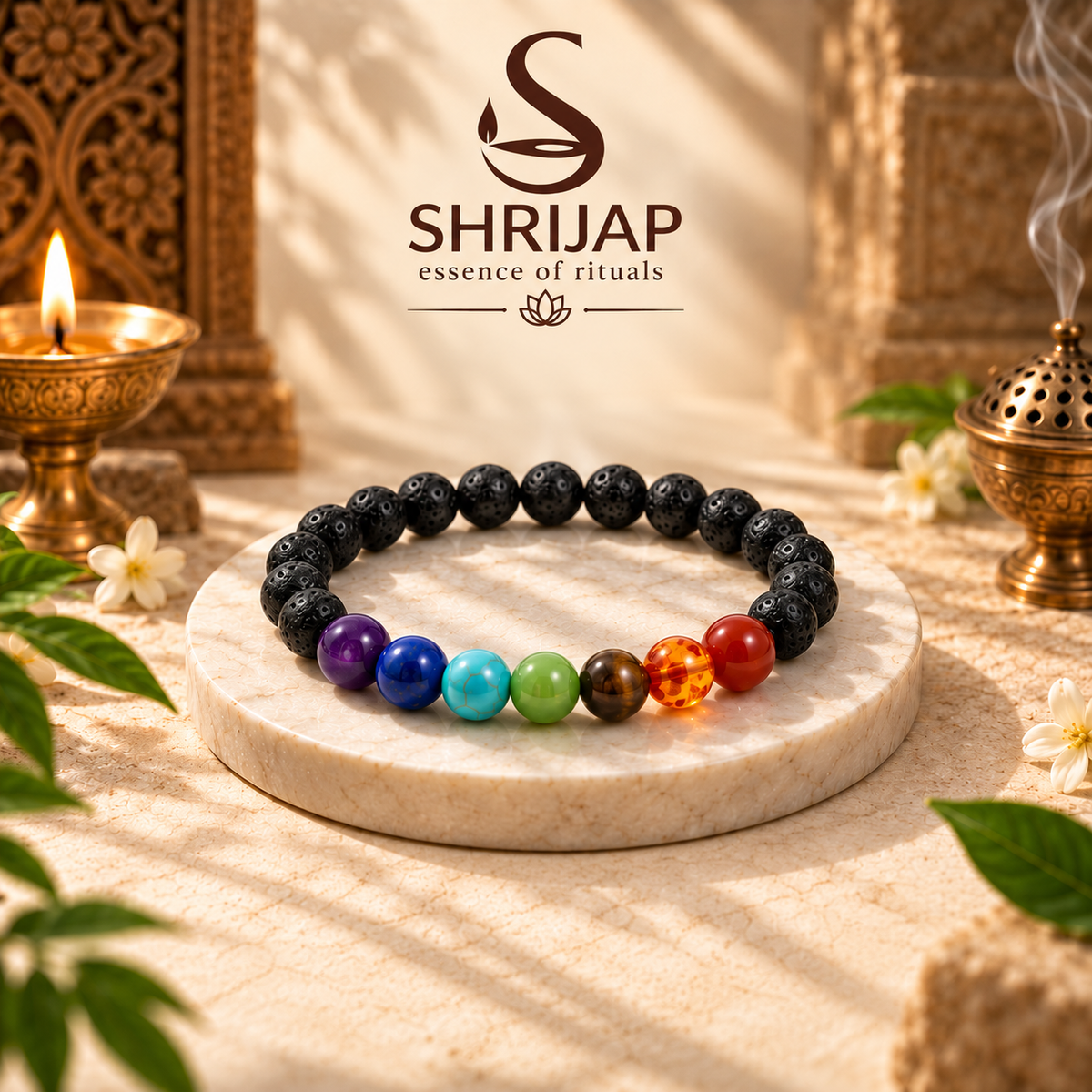 Natural 7 Chakra Lava Stone Bracelet – 8 MM