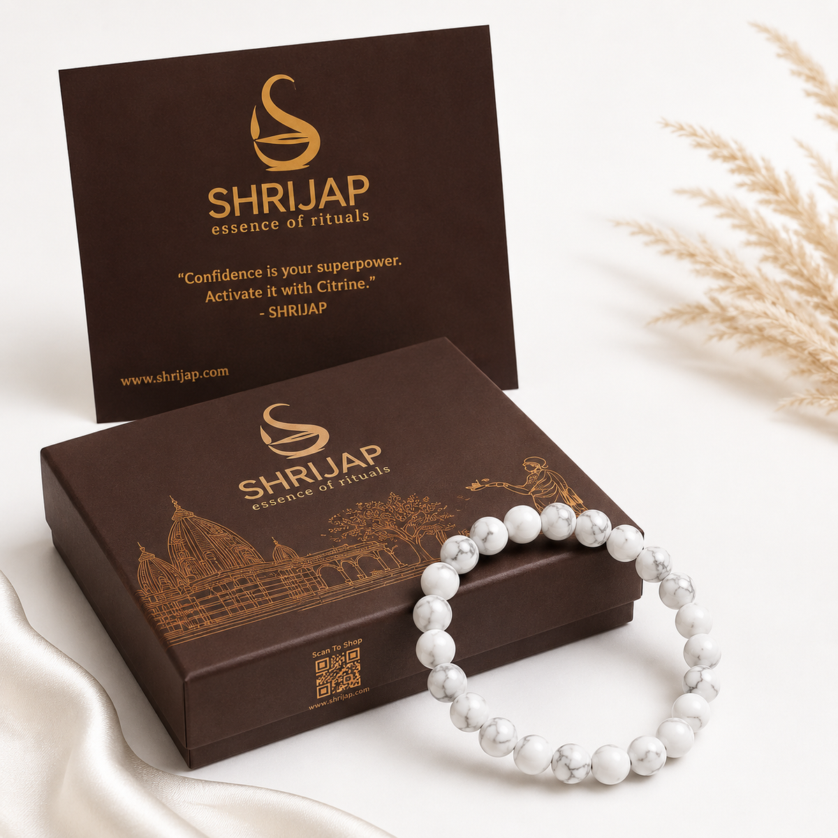 Natural White Howlite Bracelet – 8 MM