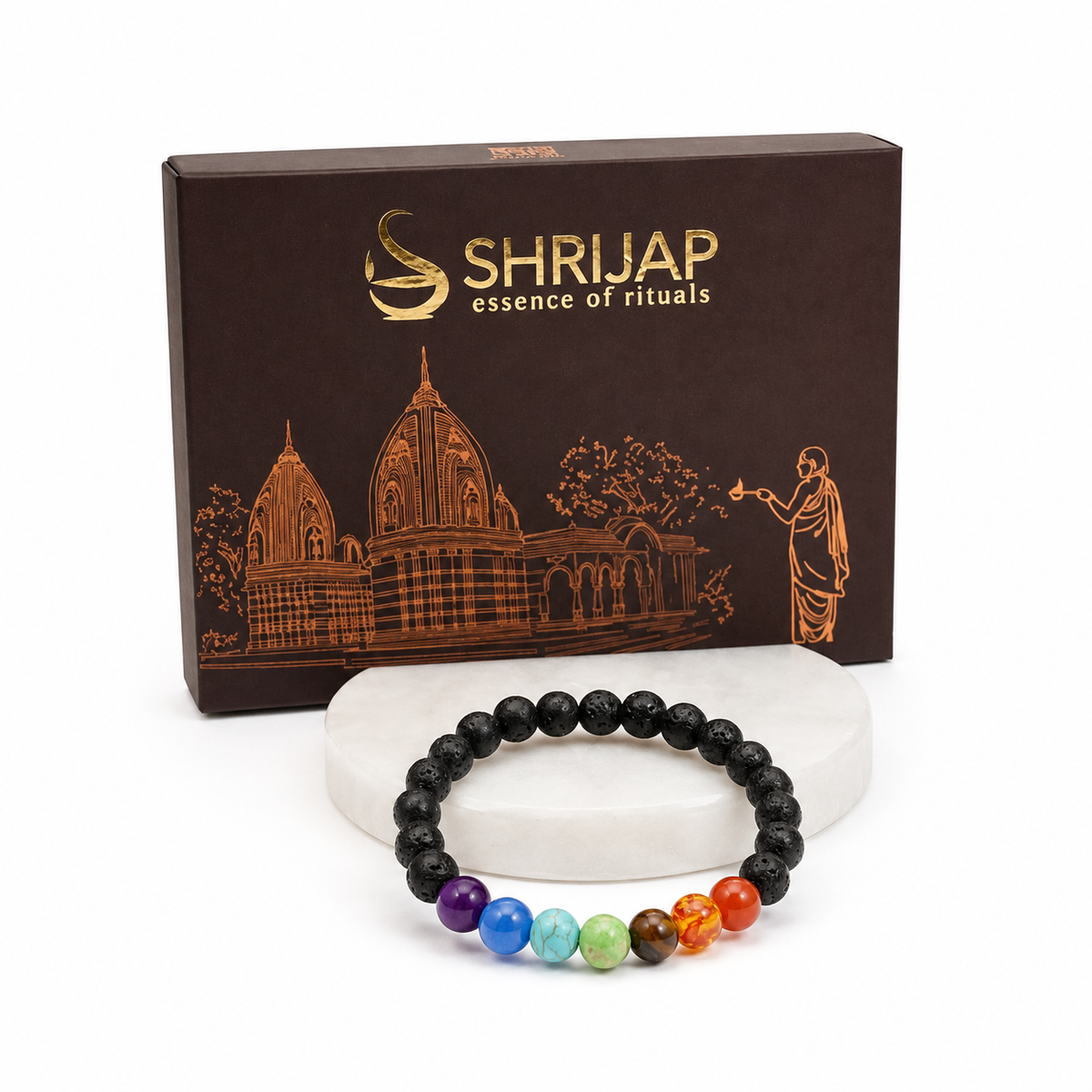 Natural 7 Chakra Lava Stone Bracelet – 8 MM