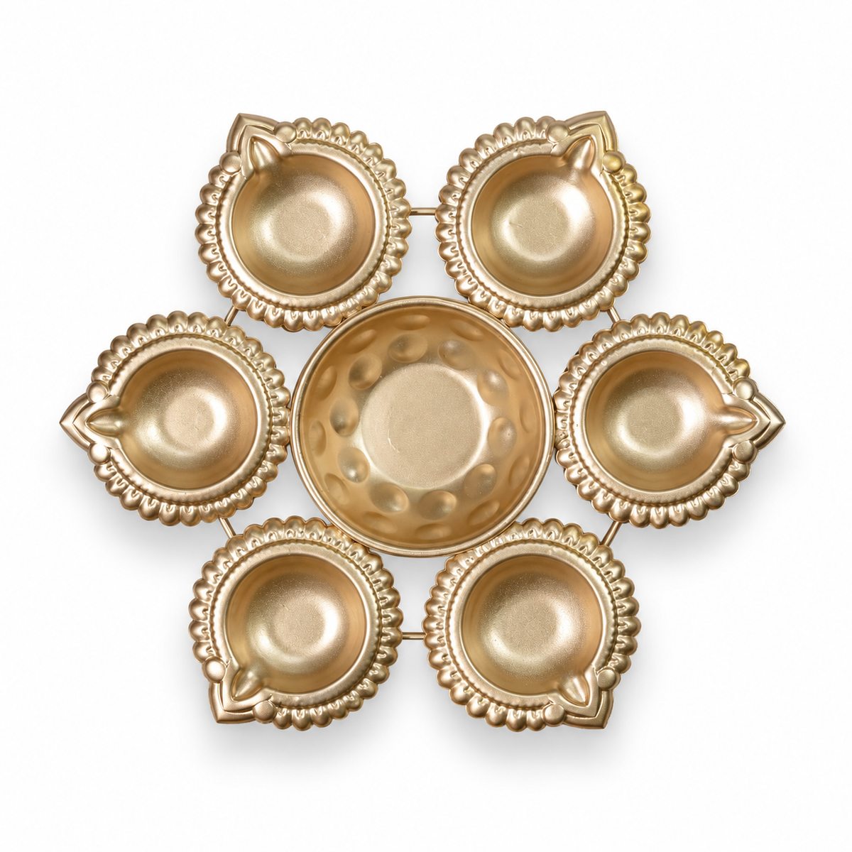6 Diya Flower Urli With Center Bowl