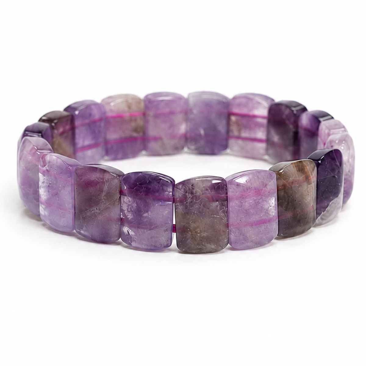 Amethyst Square Pyramid Bead Bracelet