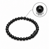 Natural Black Matte Karungali Wood Bracelet with Damru Bead – 6 MM