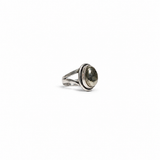 Natural Pyrite Stone Ring – Silver Finish