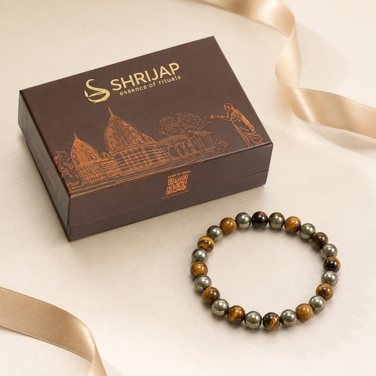 Tiger Eye & Pyramid Combination Bracelet – 8 MM