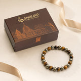 Tiger Eye & Pyramid Combination Bracelet – 8 MM