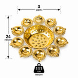 10 Diya Flower Urli With Center Bowl
