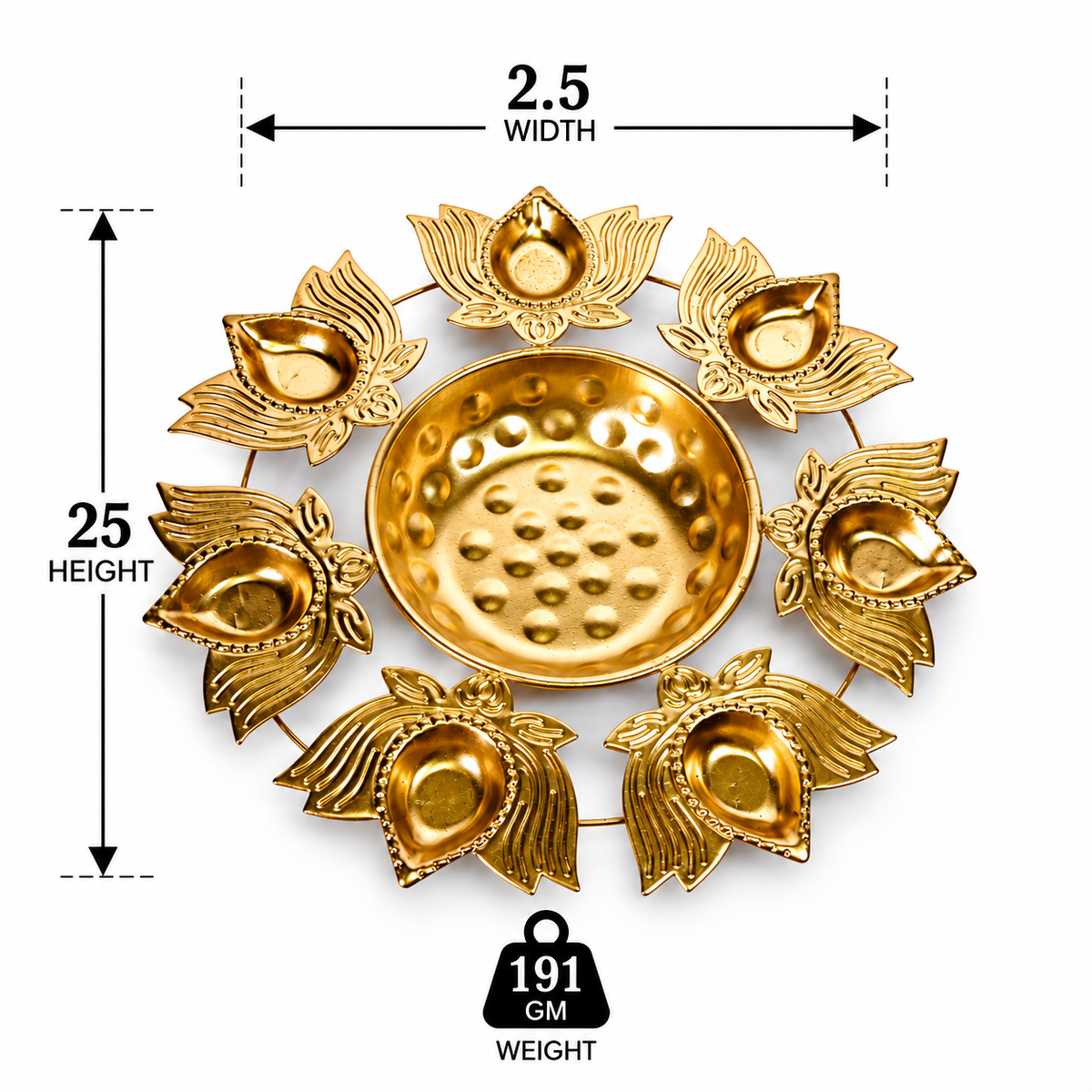 Lotus 7 Diya Urli With Center Bowl
