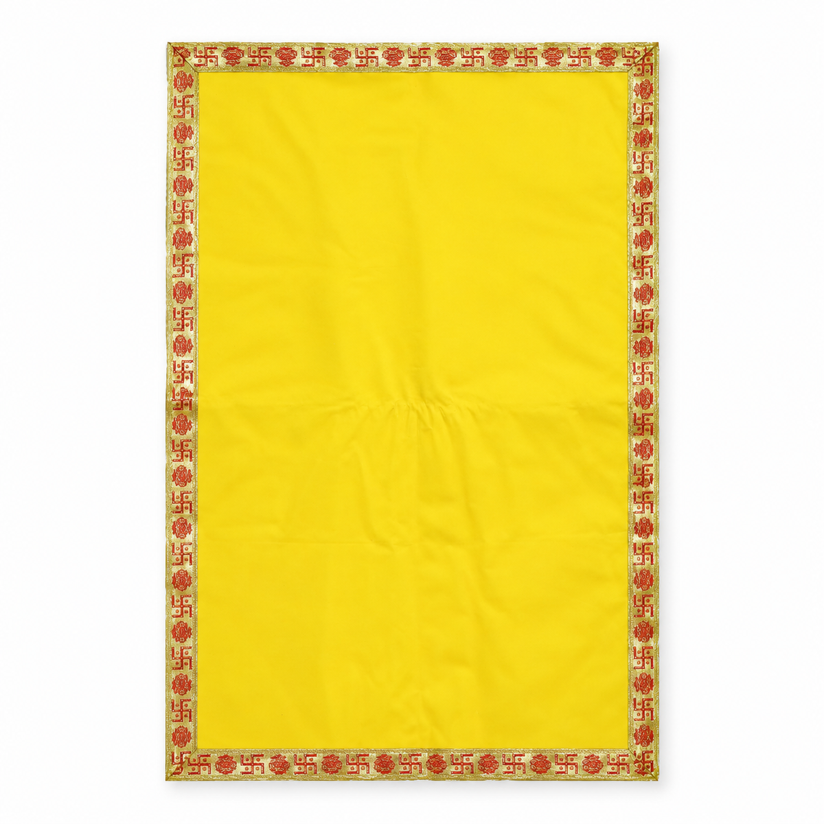 Yellow Velvet Puja Aasan with Golden Border – 20x30 Inch