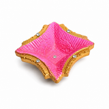 Handpainted Temple Square Terracotta Diya – Royal