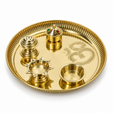Om Engraved Pooja Thali With 5 Items