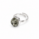 Raw Natural Pyrite Druzy Ring – Silver Finish