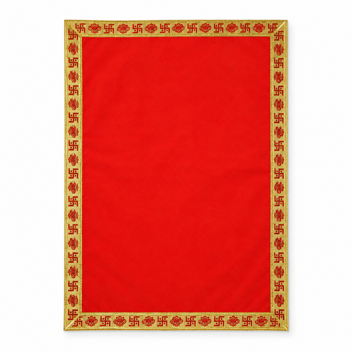 Red Velvet Puja Aasan with Golden Border – 20x30 Inch