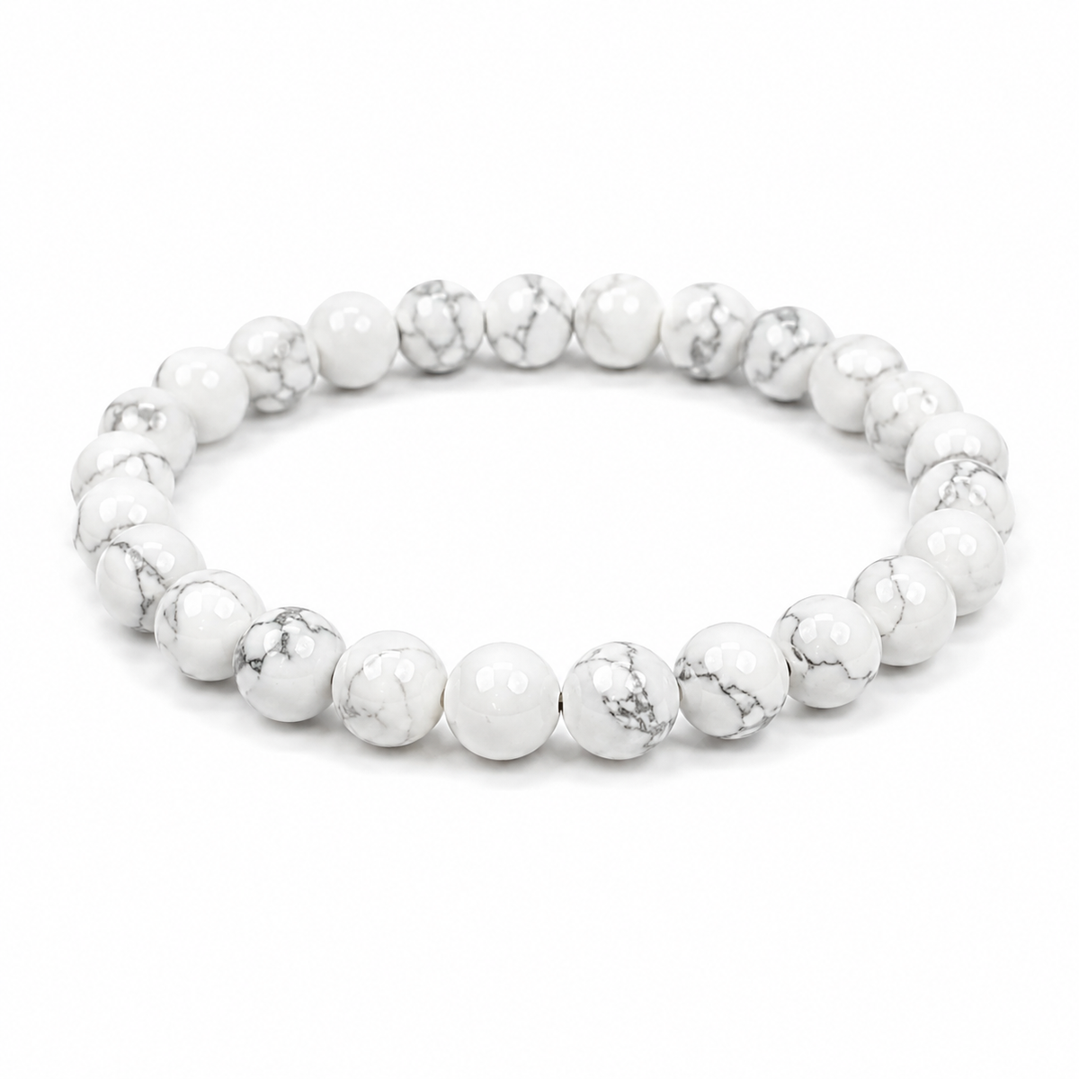 Natural White Howlite Bracelet – 8 MM