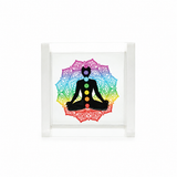 Selenite Square Box – Chakra Mandala Meditator (Big)
