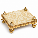 Golden Jari Work Puja Bed – 5x8 Inch