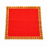 Red Velvet Puja Aasan with Golden Border – 18x18 Inch