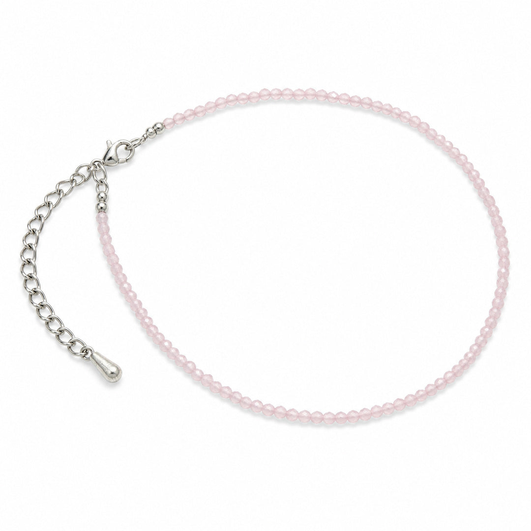 Natural Rose Quartz Beaded Anklet