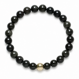 Black Obsidian Bracelet with Golden Hematite Accent – 8 MM