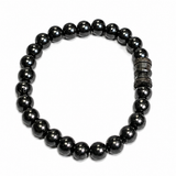 Natural Black Matte Karungali Wood Bracelet with Damru Bead – 8 MM