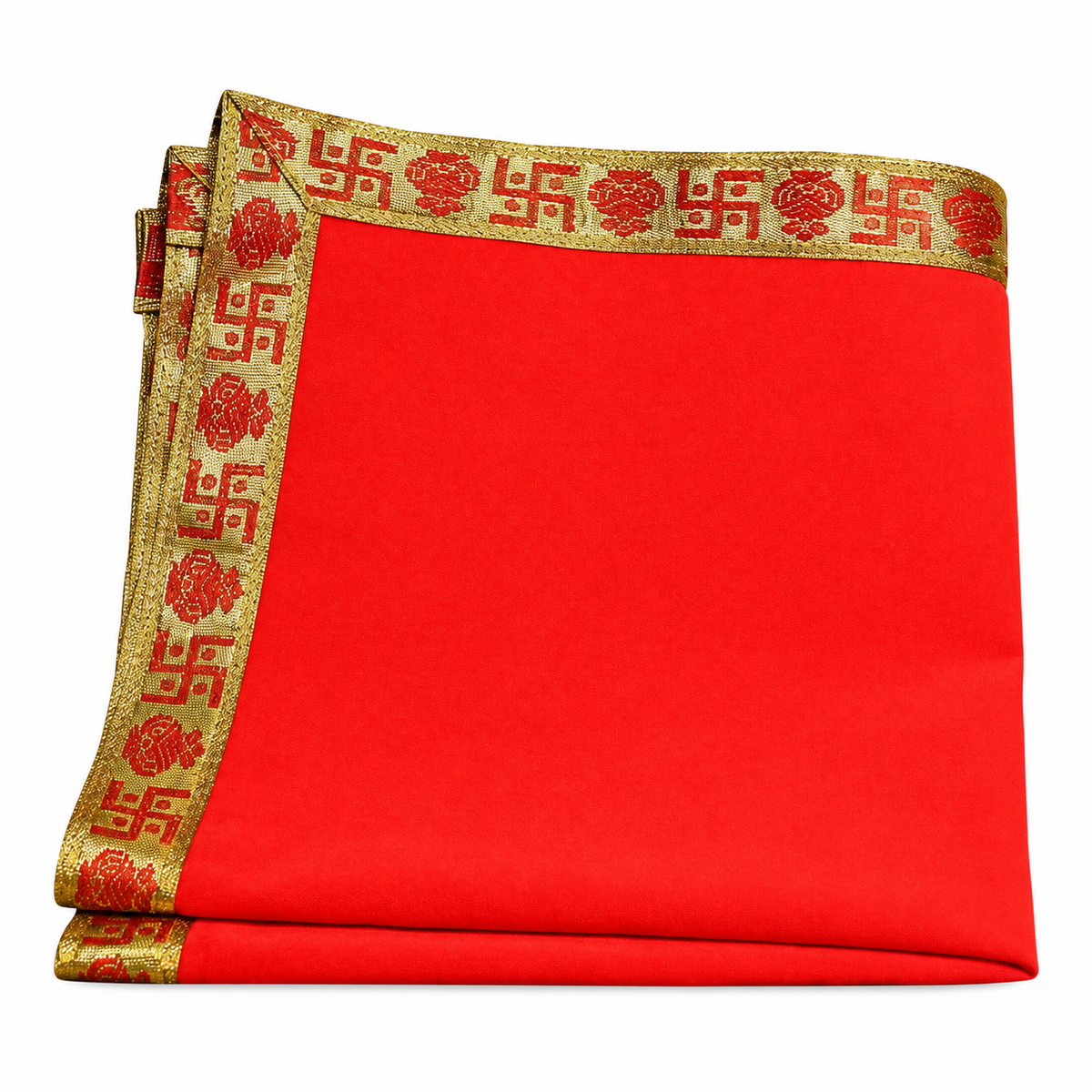 Red Velvet Puja Aasan with Golden Border – 20x20 Inch