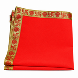 Red Velvet Puja Aasan with Golden Border – 20x20 Inch