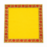 Yellow Velvet Puja Aasan with Golden Border – 10x15 Inch