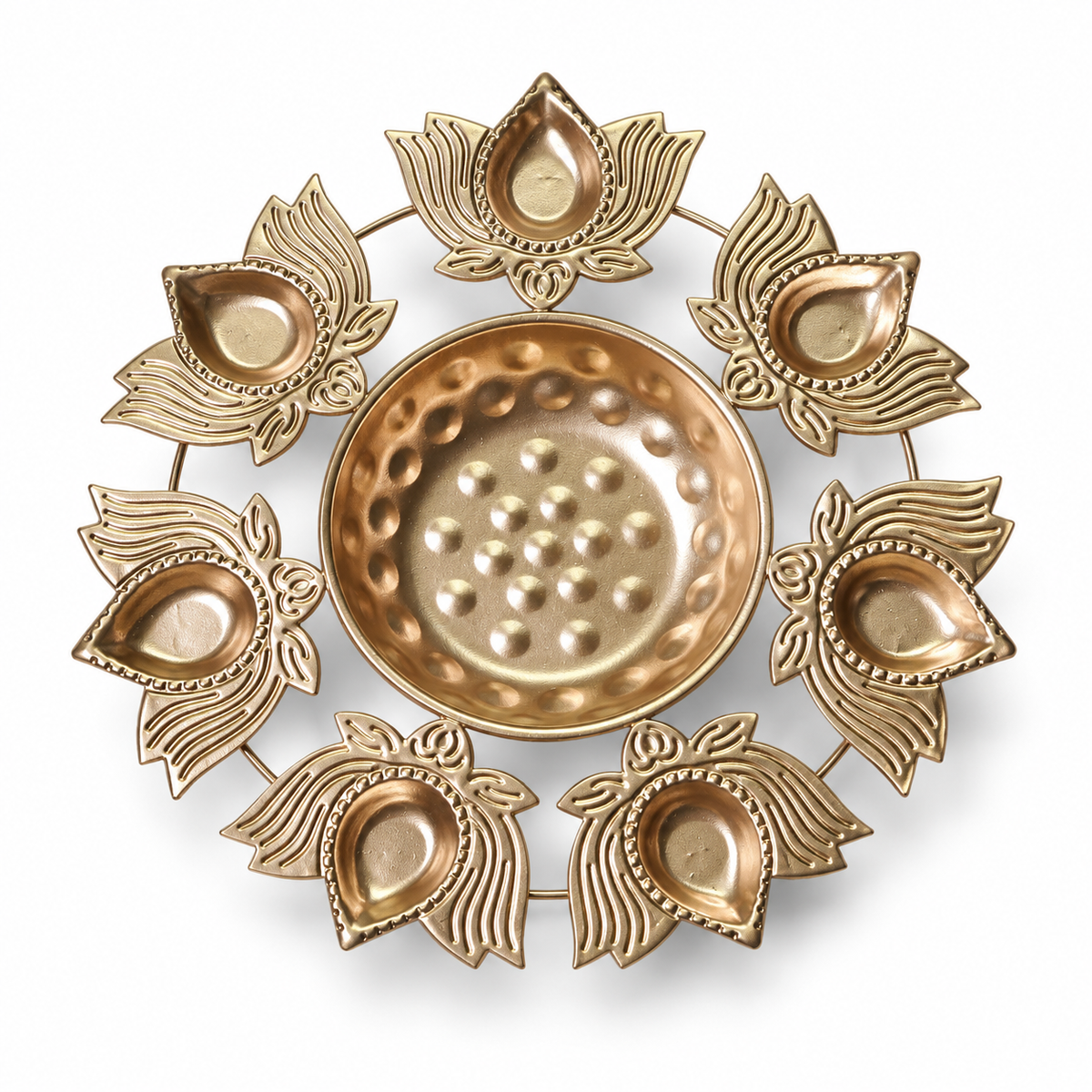 Lotus 7 Diya Urli With Center Bowl