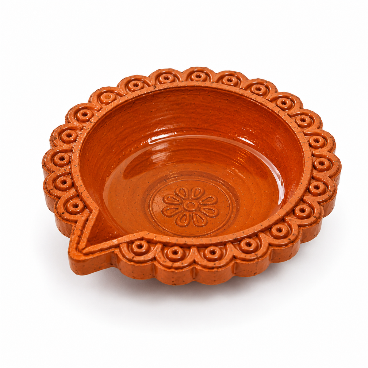 Border Carved Terracotta Diya – Classic