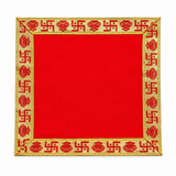Red Velvet Puja Aasan with Golden Border – 10x10 Inch