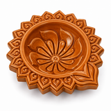 Rangoli Carved Terracotta Diya – Classic