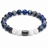 Natural Lapis Lazuli White Stone Harmony with Hematite Bracelet